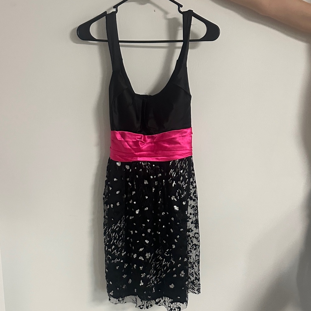 Elegant Black Silver and Pink Women's Dress